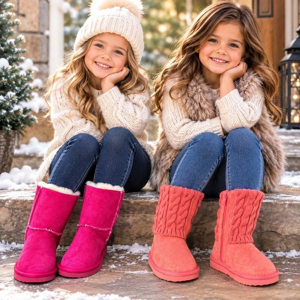 Livboots Kids Winter Boots Hot Pink Salmon LV888 LV889 Faux Fur Lined Size M 2pk